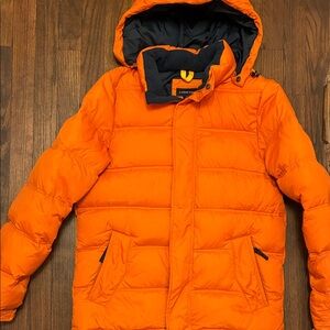 Lands' End Vibrant Orange Hooded Puffer Jacket